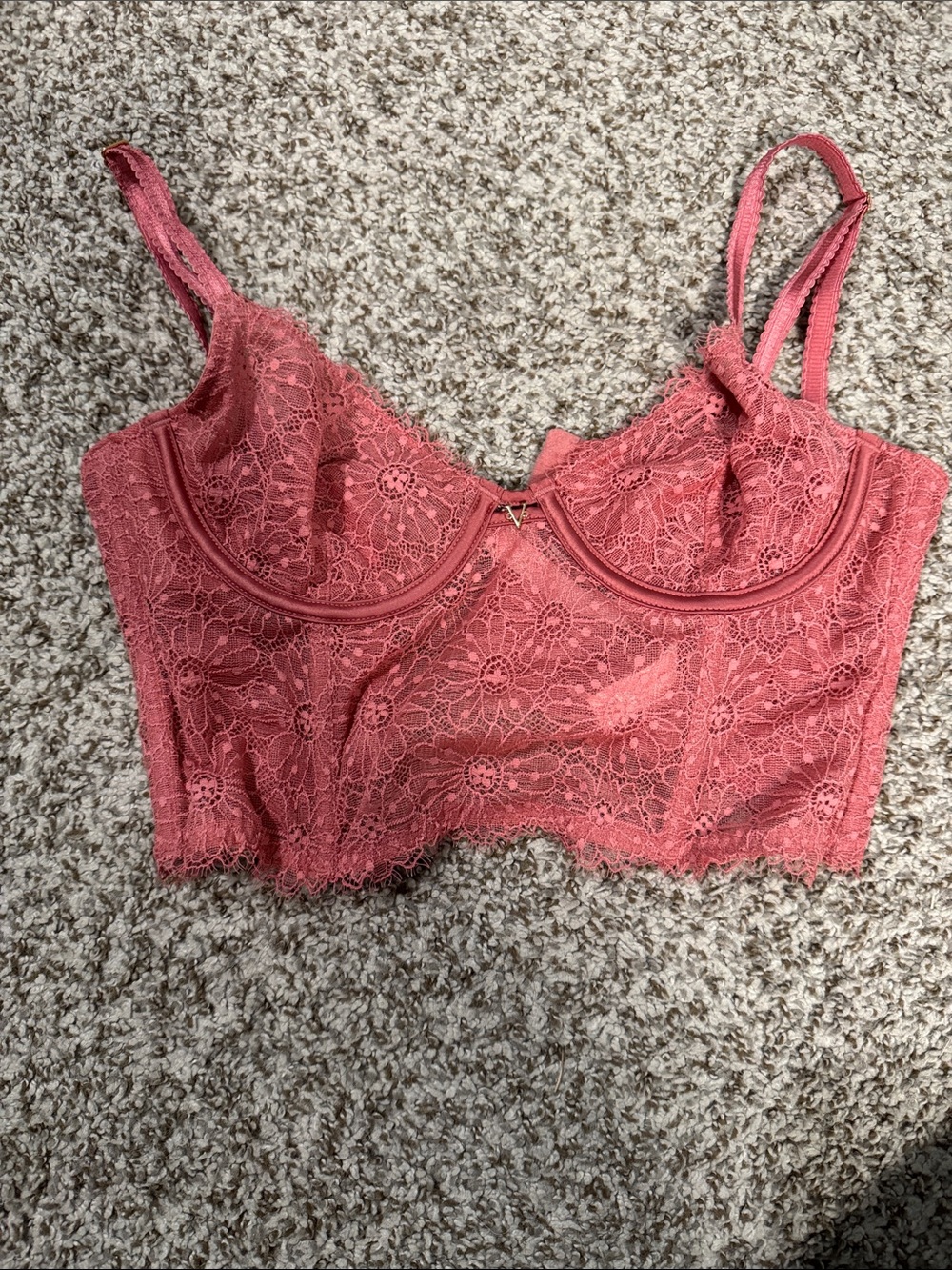 Victoria's Secret Coral Lace Longline Bralette
